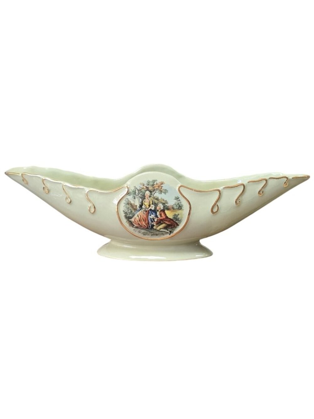 Vintage Japan Porcelain Console Bowl 501 – Fragonard Courting Couple Gold Trim